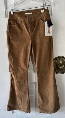 ReGeneration by Celebrity Pink Flower Beige Brown Corduroy Flare Leg Pants 11/30 - Image 1 of 4