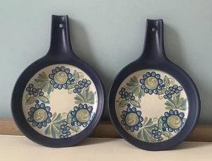 Sartenes vintage Figgjo Flameware Tor Viking Norway x2 azul floral Vulcanus - Imagen 1 de 19