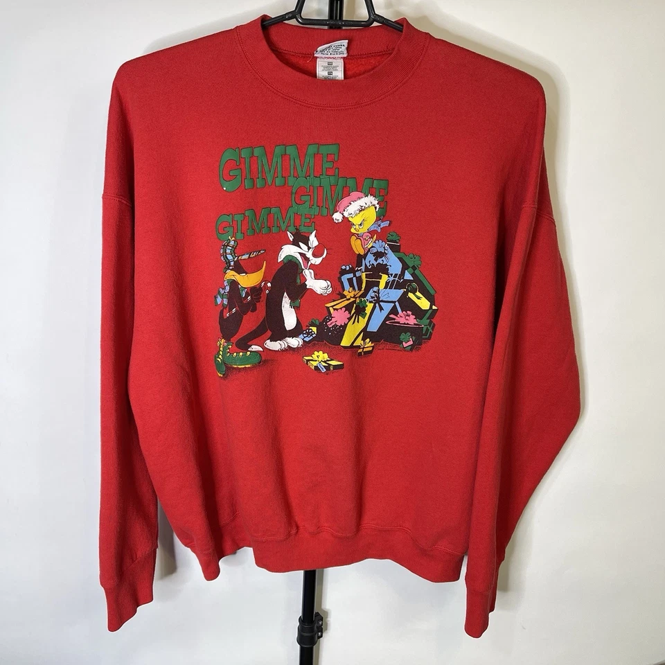复古 1996 Looney Tunes 圣诞运动衫圆领 XXXL 女式 — 第 1/4 张图片