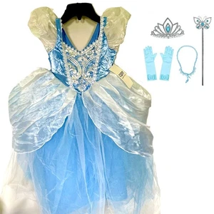 Cinderella Princess Dress Up Costume Set w Wand Gloves Necklace Ring Kids 5Y NEW - Picture 1 of 10