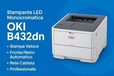 NUOVA Stampante Monocromatica OKI B432DN, A4, Laser - 40 PAGINE AL MINUTO - - Immagine 1 di 3