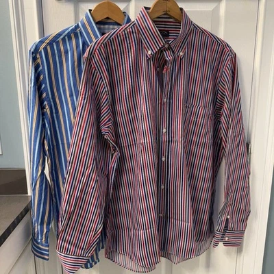 TWO Paul & Shark Yacht Club Vibrant Striped Button Down Dress Shirts Italy 43 41 - Image 1 of 4