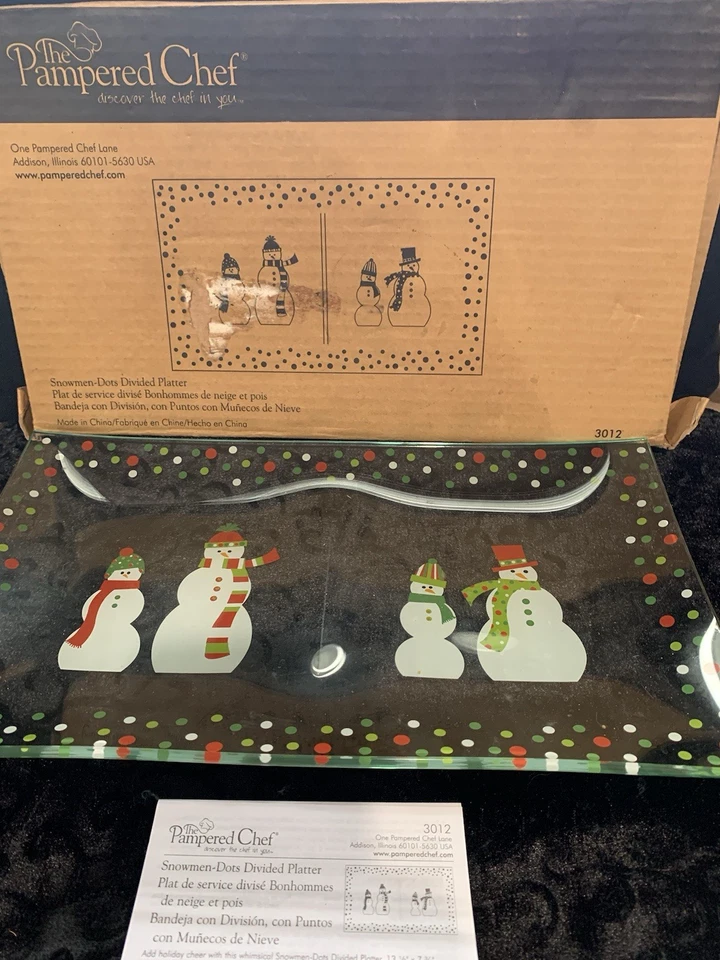 Plato dividido Pampered Chef Snowmen Dotes. Foto 1 de 3