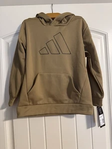 Adidas Boys Long Sleeve D4T 3 Stripe Legacy Fleece Hoodie Size XS (7) NWT Khaki - Picture 1 of 6