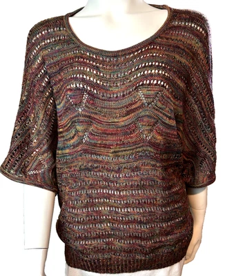 Vestido Granero Punto Suelto Top Talla 1X Multicolor Crochet Bohemio Abuela Colores Otoño Foto 1 de 4