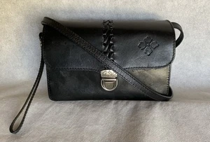 PATRICIA NASH Bianco Black Leather Convertible Crossbody Organizer Purse - Picture 1 of 23