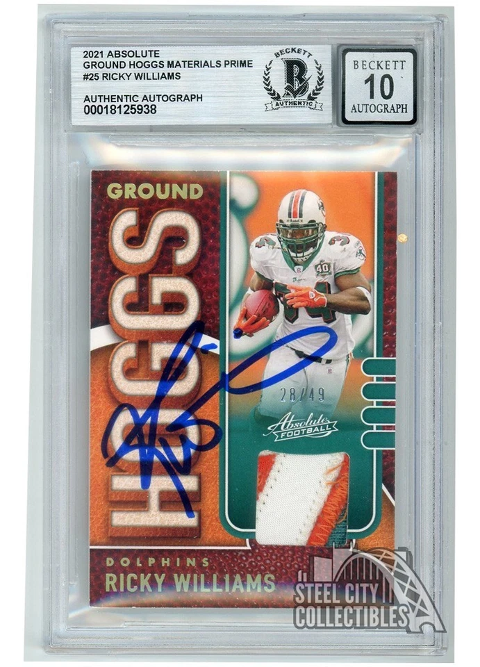 Ricky Williams 2021 Panini Absolute Ground Hoggs Patch Auto #GH25 /49 BAS 10 - Image 1 of 1