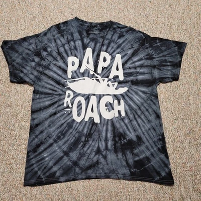 Papa Roach Shirt Mens XL Grey Black Tie Dye Graphic Logo Nu Metal Rock Band Tour - Image 1 of 4