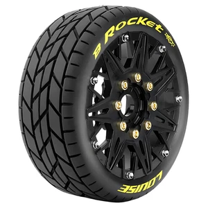 Louise RC B-ROCKET 1/8 Buggy Wheel & Tyre Set Black Removable Hex LT-3362SB - Picture 1 of 1