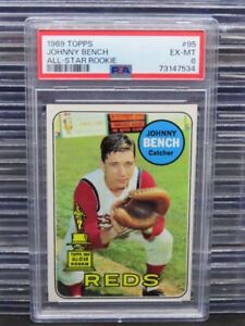 1969 Topps Johnny Bench All-Star Rookie Cup #95 PSA 6 EX-MT Cincinnati Reds