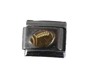 IF Compostion Gold Football Stainless Elastic Stretch Chain Link Italian Charm - Picture 1 of 12