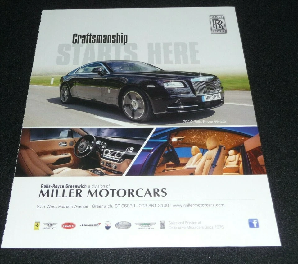 ROLLS-ROYCE WRAITH ADVERTISEMENT FOR 2014 - CRAFTSMANSHIP STARTS HERE - Image 1 of 1