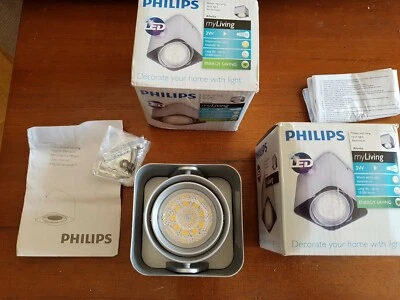2 FARETTI 3w LED PHILIPS AFZELIA METALLO SILVER - Immagine 1 di 3