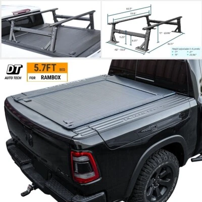 Ram 1500 2009-2026 5,7 ft con cubierta Tonneau retráctil Rambox MR con soporte para escaleras Foto 1 de 4