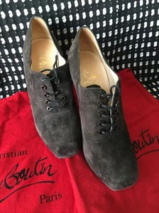 christian louboutin 36.5 Mananouk 120 brown suede lace up ankle boots - Picture 1 of 10