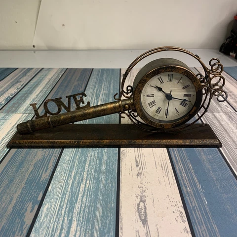 Vintage Chaney Wrought Iron Skeleton Key 12" Clock  - Beautiful  - Tested Cover