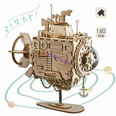 ROBOTIME 3D Wooden Puzzle Laser Cutting Submarine DIY Box Music Toy for Boy Teen - Image 1 of 4