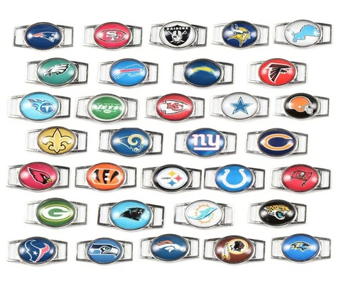 NFL Paracord Shoelace Oval Charms Bracelet Pair New Pick your team Shoes LOGO Cover