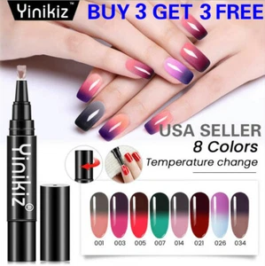 8 Colors One Step Temperature Change Nail Gel Polish Pen Manicure Top Base Coat - Picture 1 of 28