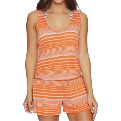 Splendid Romper Women Small Orange And Gray Sun Sational Striped Burnout NWT - Image 1 of 4