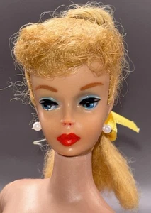 Vintage Mattel #5 Original Blonde Ponytail Barbie Doll 850 0850 1961 Greasy Face - Picture 1 of 18