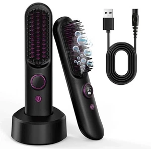 Hair Straightener Brush Cordless Portable Wireless Negative Ion Long Battery - Picture 1 of 22