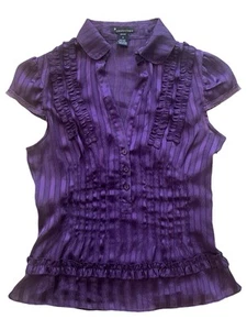 Top Twenty One púrpura 100 % seda manga corta - talla pequeña - Imagen 1 de 4