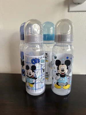 4 Disney Baby Mickey Mouse 8oz. Bottle BPA Free Blue Top With Black Mickey Logo - Image 1 of 4