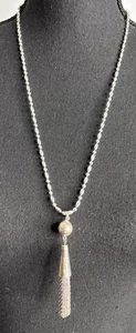 Chico' Women's Bohemian Artisan Silver Beaded Necklace with Tassel Pendant - Picture 1 of 4