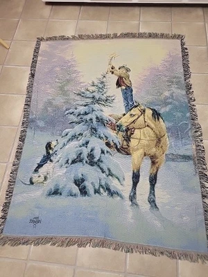 LG VTG 2008 Jack Sorenson Woven Tapestry Wall Hanging-Horse, Boy, Christmas Tree - Image 1 of 4