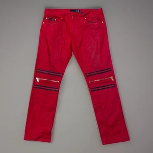 Robin’s Jean Red Moto Zipper Jeans Size 36x32 Designer Denim Rare 🔥 - Picture 1 of 3