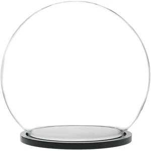 Plymor 7.5" x 8.5" Glass Display Dome Globe Cloche (Black Acrylic Base) - Picture 1 of 2