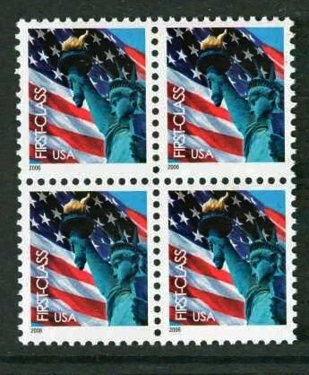 2005 Flag & Liberty Sc 3965 forever rate MNH block of 4 Scarce issue! - Image 1 of 1