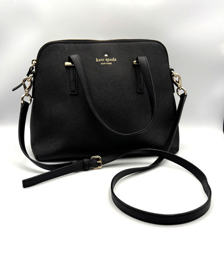 Borsa a mano borsa crossover Kate Spade NY Dome in pelle nera con accenti oro