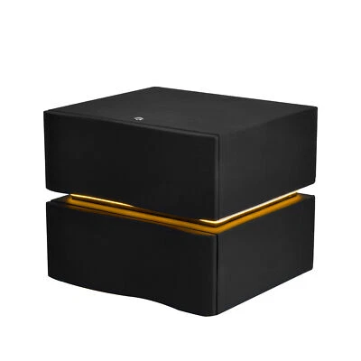 Modern Leather & Solid Wood Nightstand With LED Light Strip 2/3 Drawer Furniture - Image 1 of 4