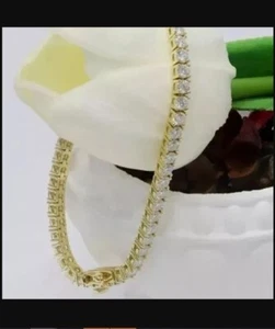 8Ct Round Cut Lab Created Diamond Women's Tennis Bracelet 14K Yellow Gold Plated - Picture 1 of 4