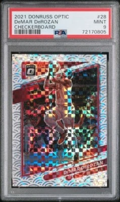 2021 Donruss Optic DeMar DeRozan Photon Checkerboard SSP Case Hit PSA 9 MINT #28 - Image 1 of 2