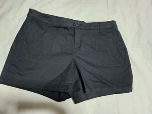 Liz Claiborne Women's Ladies Black Cotton Blend Chino Shorts Size 14P New - Picture 1 of 4