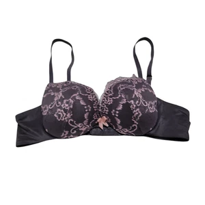 Maidenform Black Pink Floral Lace Love the Lift Underwired Push Up Bra 32A - Picture 1 of 12
