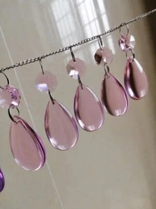 20pcs Pink Glass Crystals Chandelier Lamp Part Prisms Hanging Drop Pendants 38mm - Picture 1 of 6