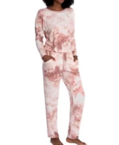Linea Donatella Comfort Zone Tie-Dyed Hacci Pajama Set  Pink/Red  XL $68 - Picture 1 of 6