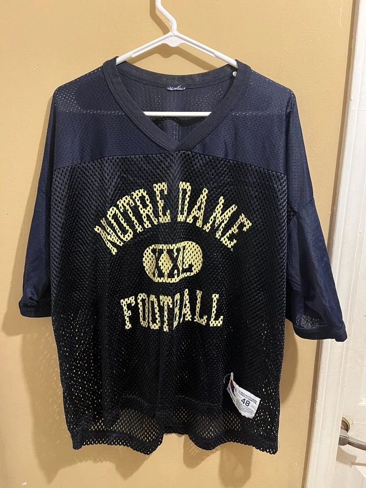VINTAGE CHAMPION MESH NOTRE DAME IRISH FOOTBALL JERSEY - SIZE 48 - Image 1 of 4
