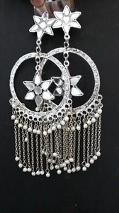 Pendiente redondo aro grande espejo de Bollywood Jhumka Jhumki joyería oxidada - Imagen 1 de 3