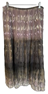 Falda SUNDANCE Seda MIDI Para Mujer Talla 4 Brillante Fluida Plisada Geométrica Línea A Foto 1 de 4