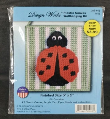 NEW Design Works Daisy JAS-043 Plastic Canvas Wall Hanging Kit 5x5 Lady Bug ** - Image 1 of 4