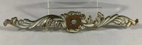 Vintage Back Plate for Drawer Pull gold brass white enamel New Old Stock AJAX Cover