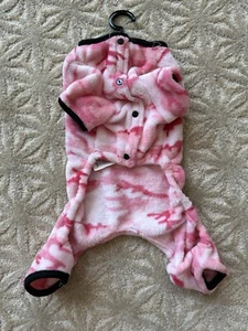 Dog Pajamas Small Pink Fleece Camo Nicole Miller Bodysuit Pet Clothing Warm - Picture 1 of 6