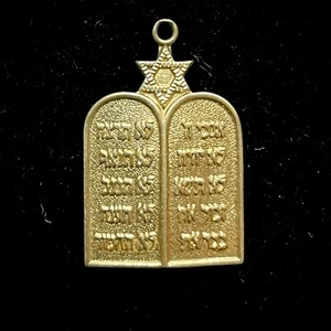 Zehn Gebote mit Davidstern 14k Gelbgold Anhänger Charm - Bild 1 von 2