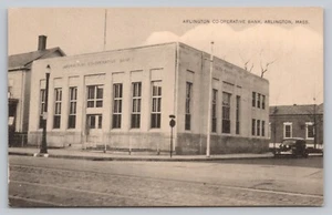 Arlington MA View Co-Operative Bank Art Deco Style Old Car c1940 Postcard M8 - Picture 1 of 2