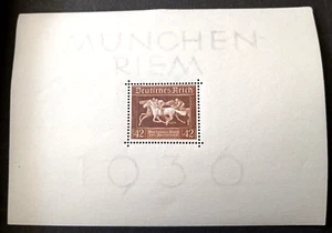 GERMANY 1936 MNH Deutsches German Third Reich HORSES RACES SOUVENIR SHEET # 4 - Picture 1 of 2